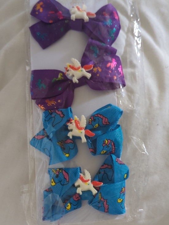 Other - Kids Unicorn Bow Hair Clips - Purple & Blue